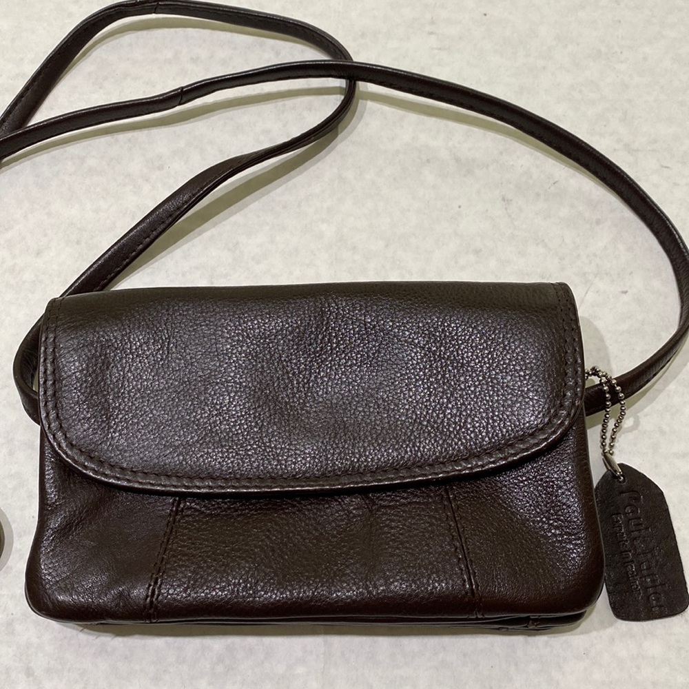 PAUL & TAYLOR Mini Brown Leather Crossbody Bag/ Wallet